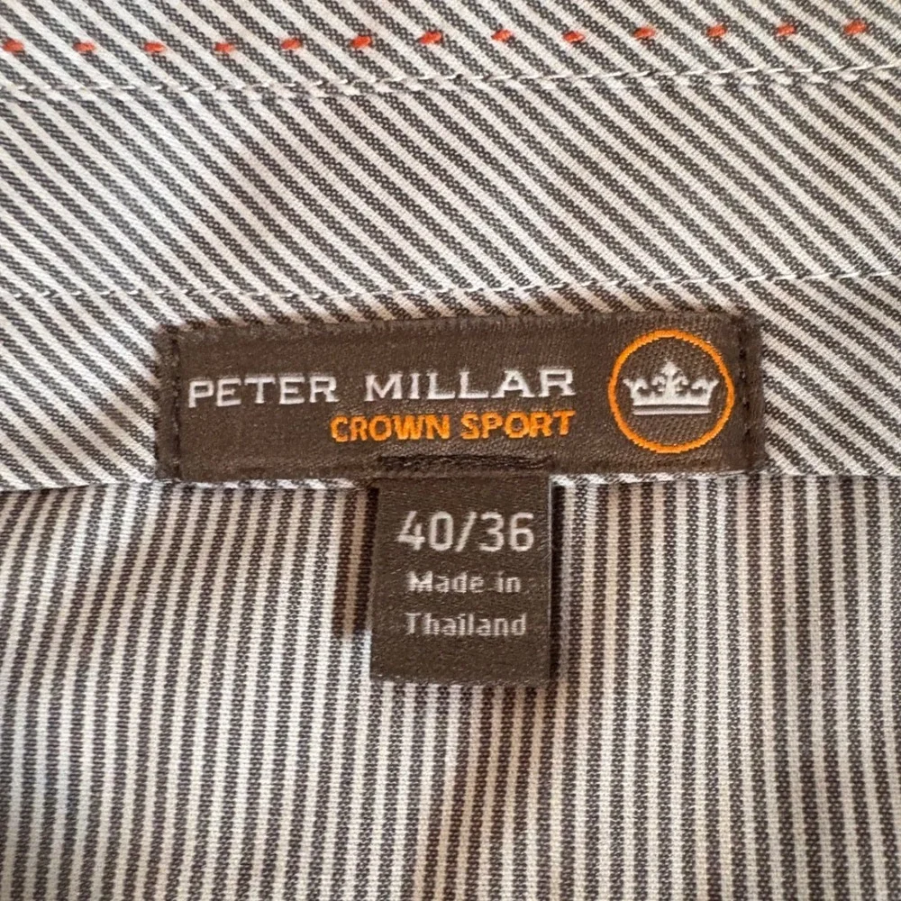 Peter Millar Crown Sport Men 40x30 Gray Flat Front Golf Dress Pants Tailored Fit